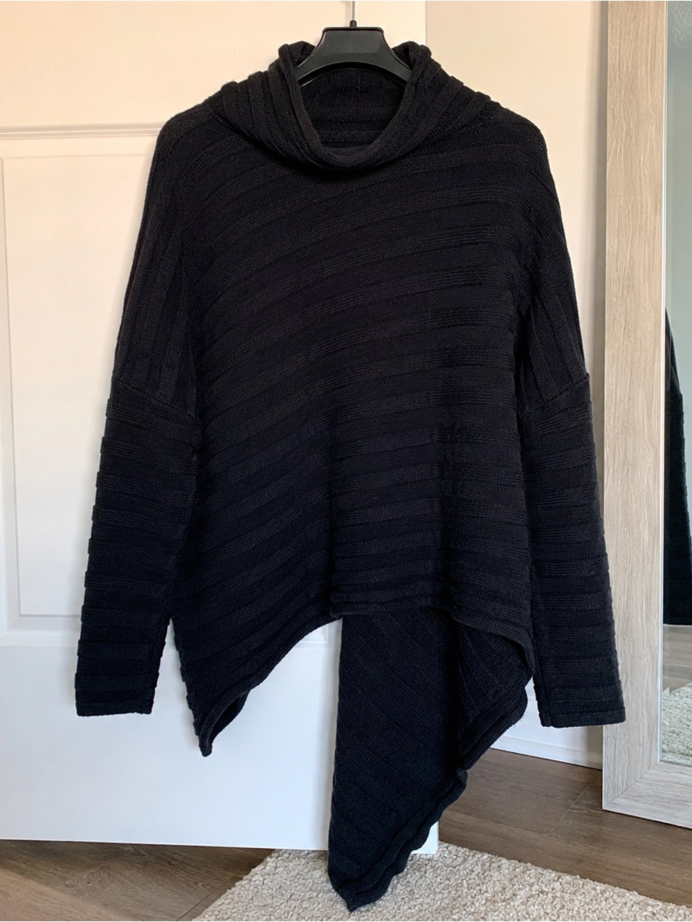 Free People Free-est Versa Asymmetric Tunic Sweater in black, size XS NWOT